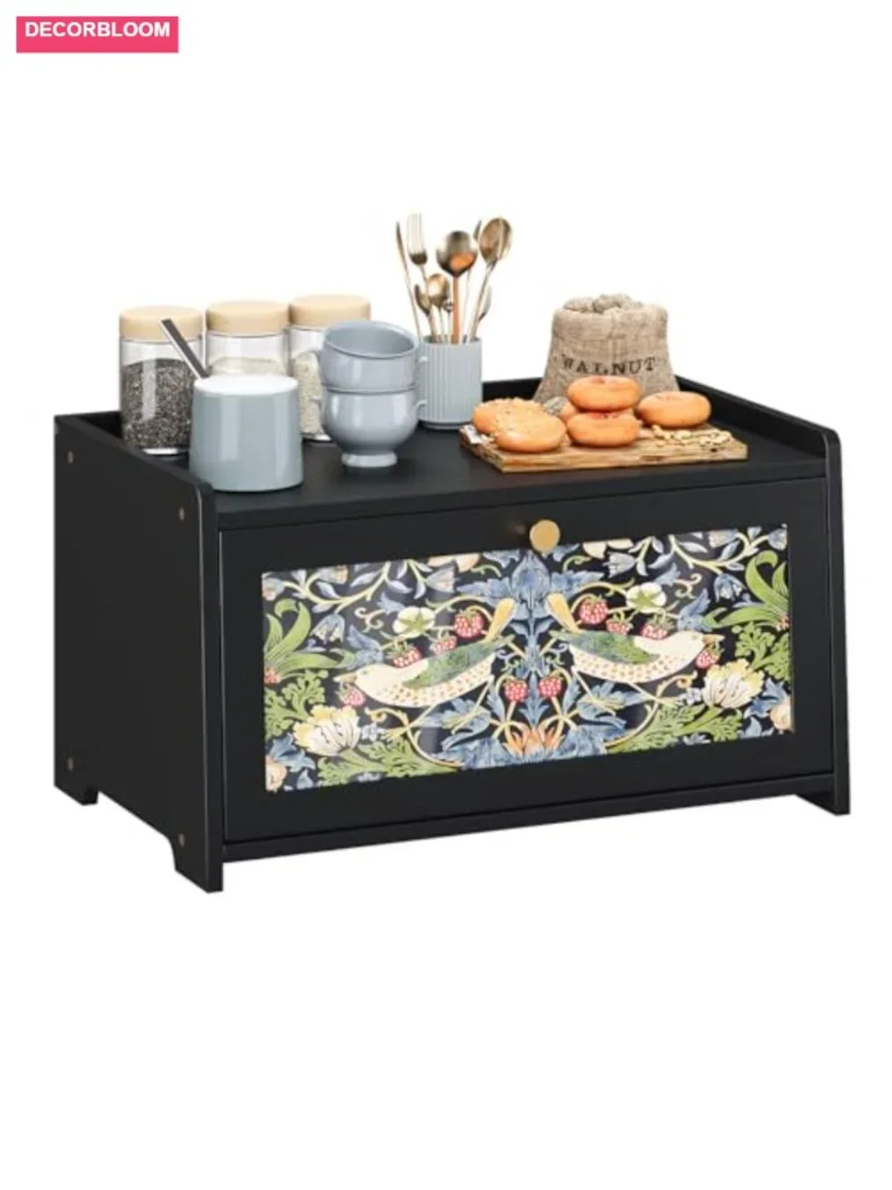 Bamboo Bread Box for Kitchen Counter with Acrylic Door - Farmhouse Storage